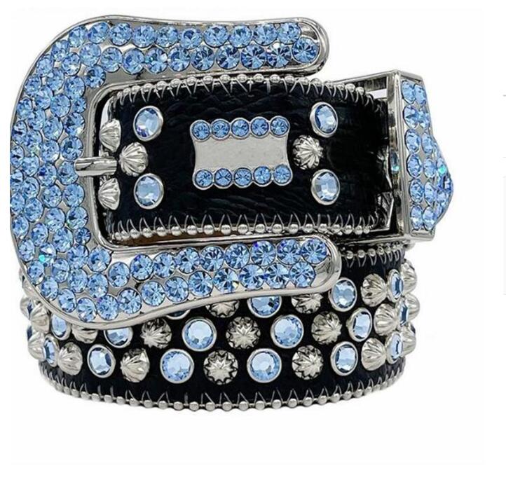 Cinturón de diseñador BB Belt Simon Mens Bindo para mujeres Cinturones de diamantes brillantes Multicolor negro en blanco negro con diamantes de imitación Bling como cintura de regalo Factory al por mayor