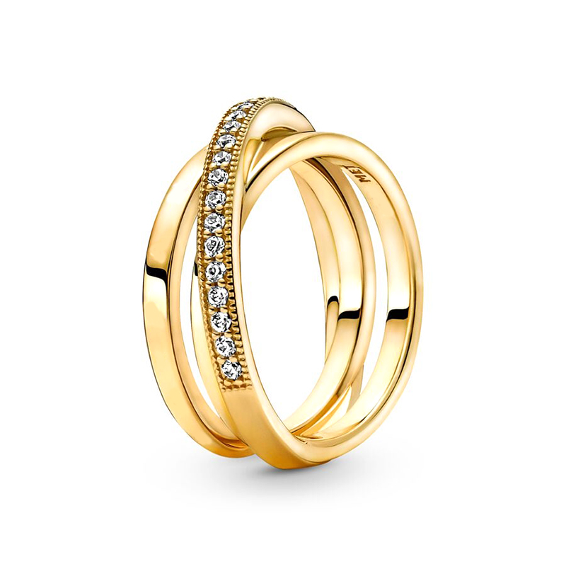 925 Silber Damen-Ring für Pandora, Original-Herz-Krone, modische Ringe, vergoldeter Zirkon, funkelnder Prinzessinnen-Wishbone