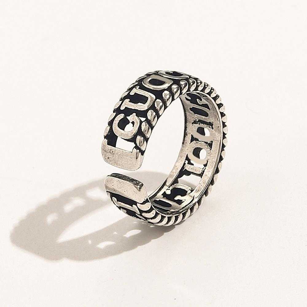 Fashion Collection 2023 New Luxury High Quality Fashion Jewelry for Ancient family double copper engraving hollowed out carved pair old twist couple opening ring