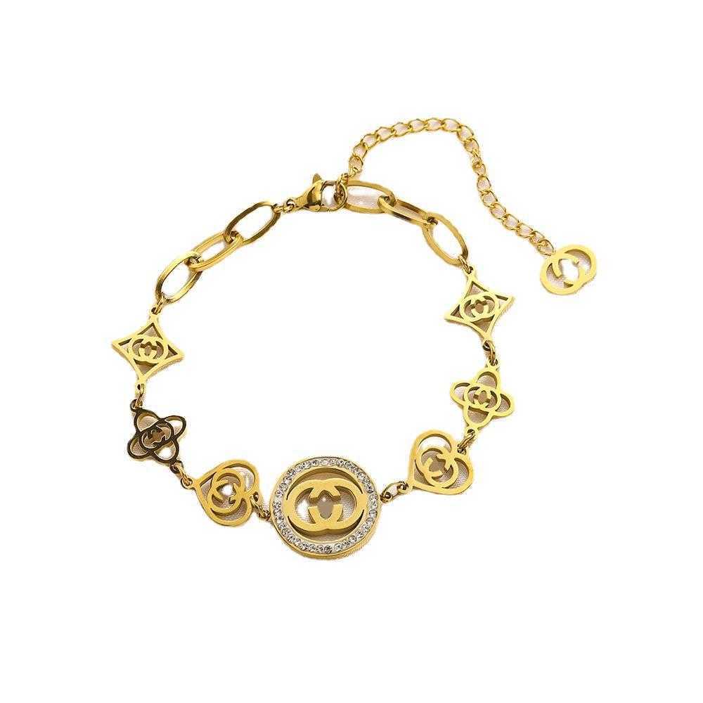 Collana in acciaio al titanio con diamanti antichi intarsiati Combinazione di bracciali personalità femminile esagerato Ornamento di lusso