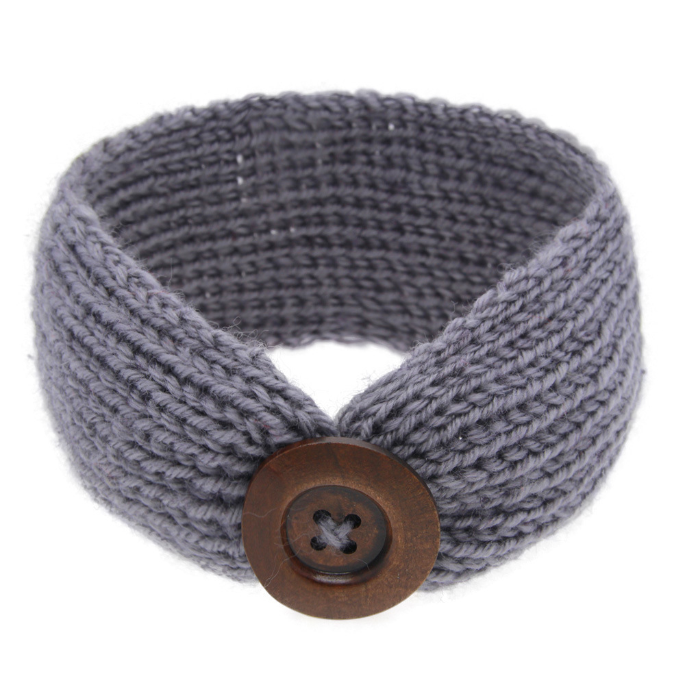 ribbon yarn Baby and children's headband knitting wool belt button hair accessories