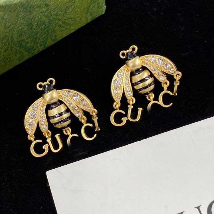 20% off all items 2023 New Luxury High Quality Fashion Jewelry for little bee glue dropping Rhinestone earrings design French silver needle Earrings