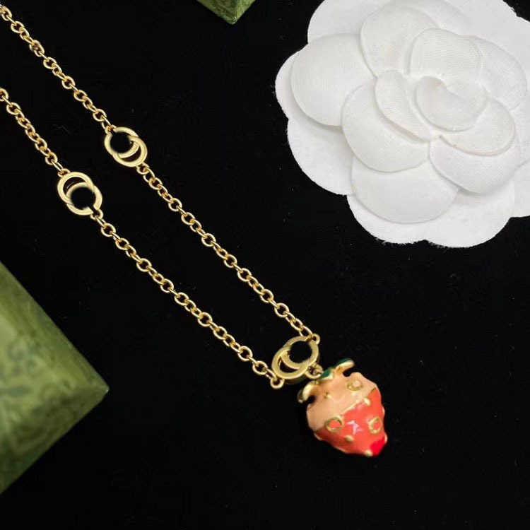 20% de réduction sur tous les articles 2023 Nouveaux bijoux de luxe de haute qualité pour Double Strawberry Drip Brass Necklace Temperament Trend Design Sweater Chain