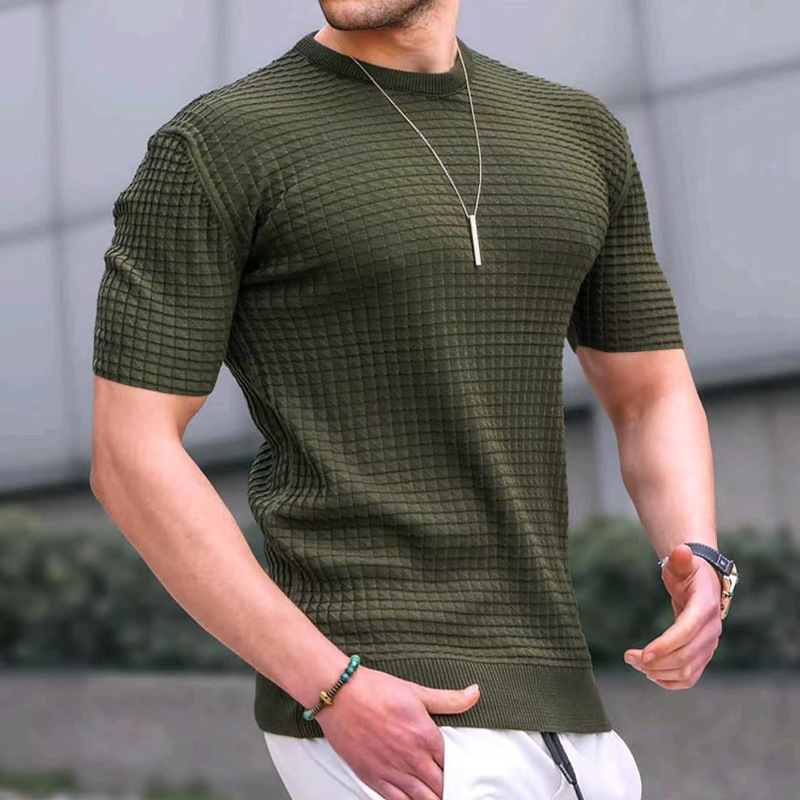 2023 Summer Small Square Tops T-shirt para homens Roun Roul