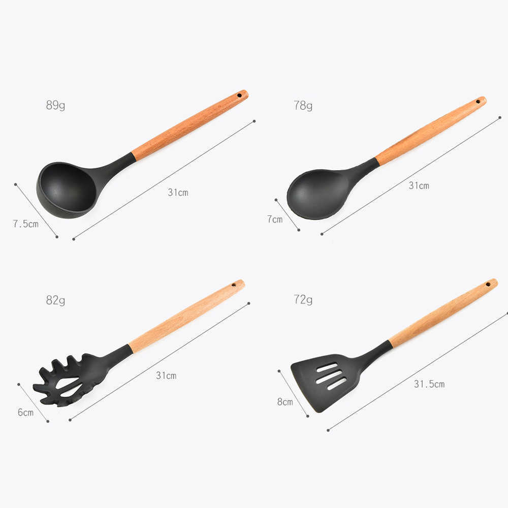 Nuovo miglior utensile da cucina in silicone set di legno manico in legno zuppa zuppa spazzola a pasta pasta pasta pentola antiaderente cucina cucina cucina