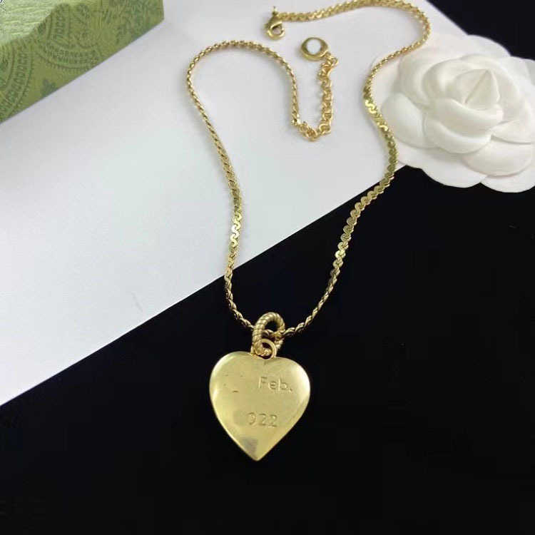 20% off all items 2023 New Luxury High Quality Fashion Jewelry for Heart Shaped Double Necklace Popular Design Brass Distressed Sweater Chain Girl