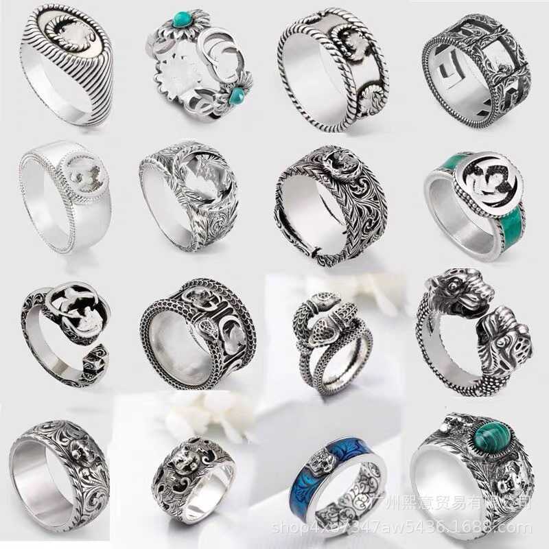 80% de réduction 2023 Nouveaux bijoux de luxe de haute qualité pour les anciens doubles hommes et femmes couple paire bague en argent sterling famille squelette elfe amour intrépide petite marguerite