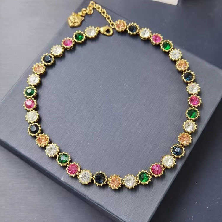 20% OFF 2023 New Luxury High Quality Fashion Jewelry for new color full diamond necklace Female light luxury lion head brass neck chain