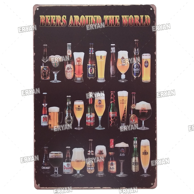 Plaque de peinture en métal de signes de bière classique Plaque de peinture en métal Vintage Bar Pub Salle à manger Plaque décorative en étain Rétro Man Cave Cuisine Home Wall Decor Plaque 30X20cm W03