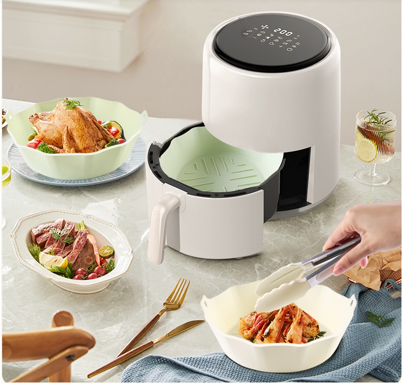 Silicone Air Fryer Liner Micro-ondes Gâteau Casseroles Cuisine Outil Grande Capacité Réutilisable Moule Accessoires Ensemble