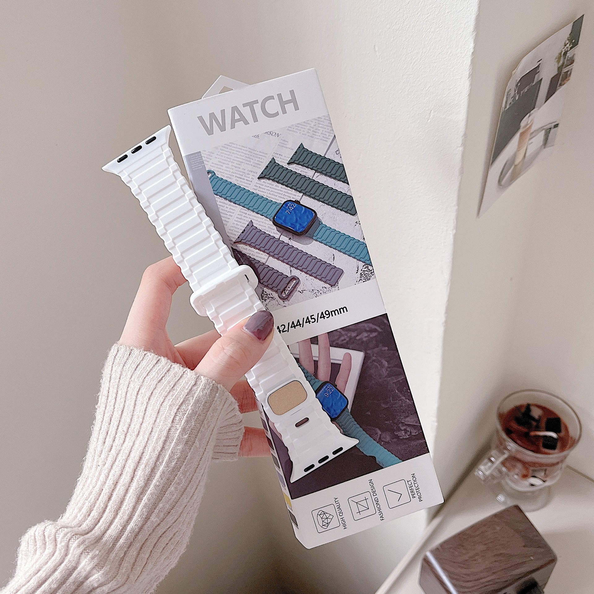 أشرطة ساقية عالية الجودة من أزياء Apple Watch Band 41mm 45mm 42mm 38mm 40mm 44mm 49mm تصاميم Watchbands Iwatch 8 7 6 5 4 3 2 1 Pu Silicone Ultra تأتي مع صندوق