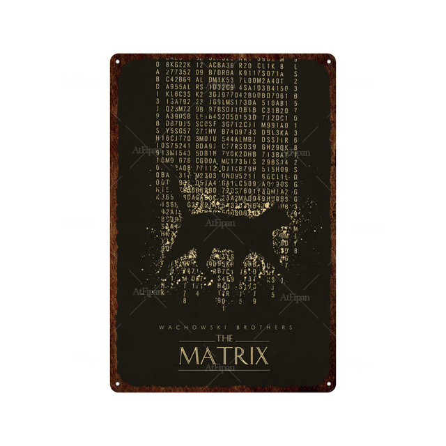 Matrix Film Metal Tin Sign Poster Vintage Movie Posters Plaque Tin Sign Home Decoration Plates For Living Room Door Club Garage Wall Decor For Man Cave Size 20X30CM w01