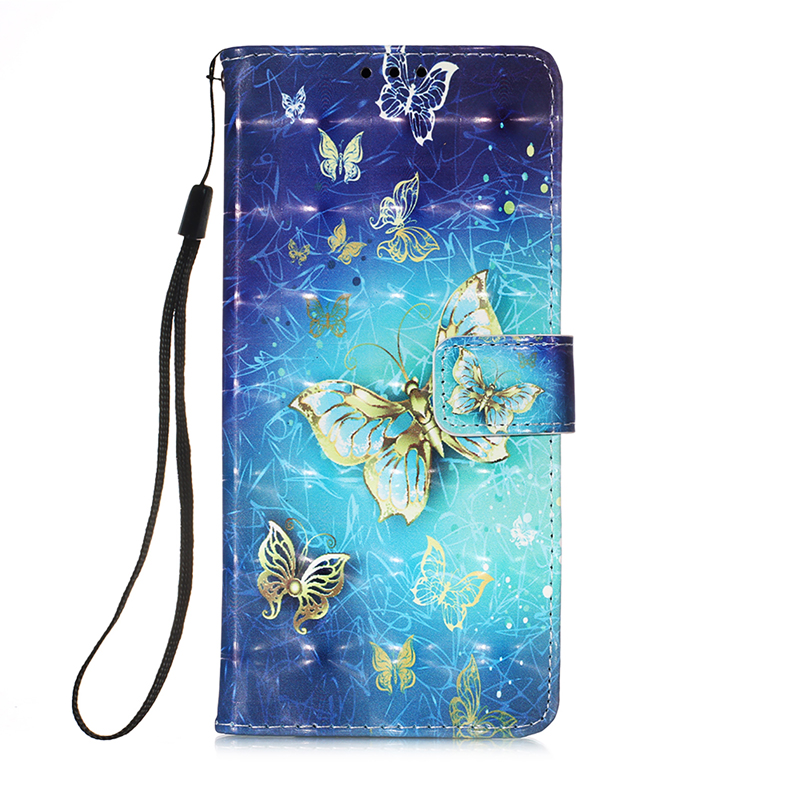 3D -tryckmönsterfodral Butterfly Flower Wallet Flip Pu Leather Case för Samsung S23 Plus A54 A14 A23 A73 A13 5G