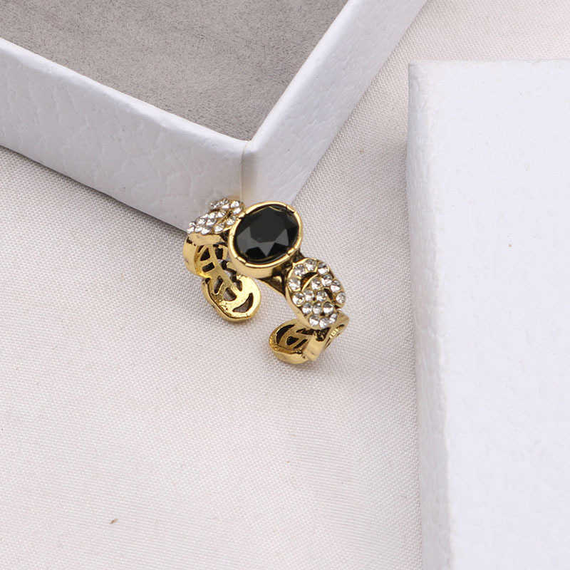 95% OFF 2023 Nouveaux bijoux de mode de haute qualité de luxe pour la vie noire flash diamant milieu polyvalent ancienne famille main bijoux bague femme