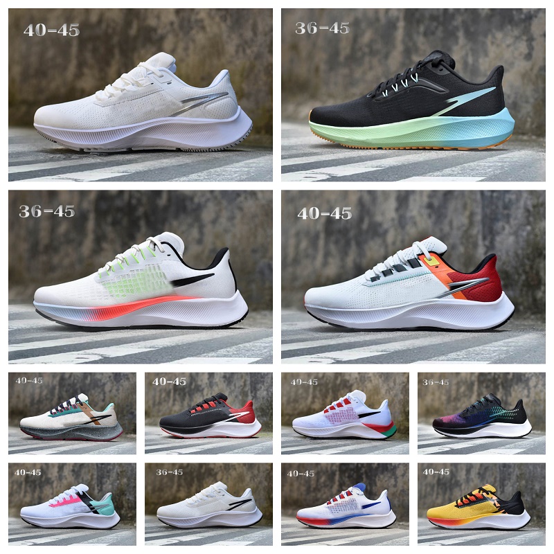 2023 Air Zoom Pegasus 37 Zapatos casuales Mens Running Club Max 38 39 Le Greedy Be True Triple White Midnight Black Navy Cloro Blue Ribbon Green Wolf Grey Snakers