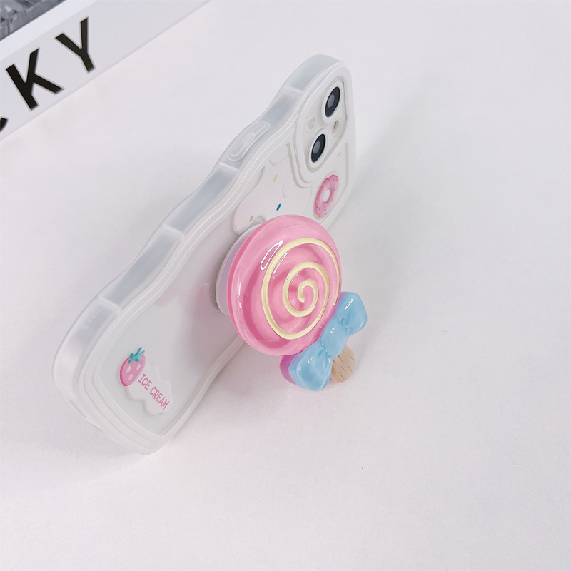 Lollipop Stand iPhone Caso Soft TPU Casos de telefone para iPhone 14 13 12 11 Pro Max Mini Wave Phone Case Anti-Drop para XR XS x 8 7 6 Plus Feminino