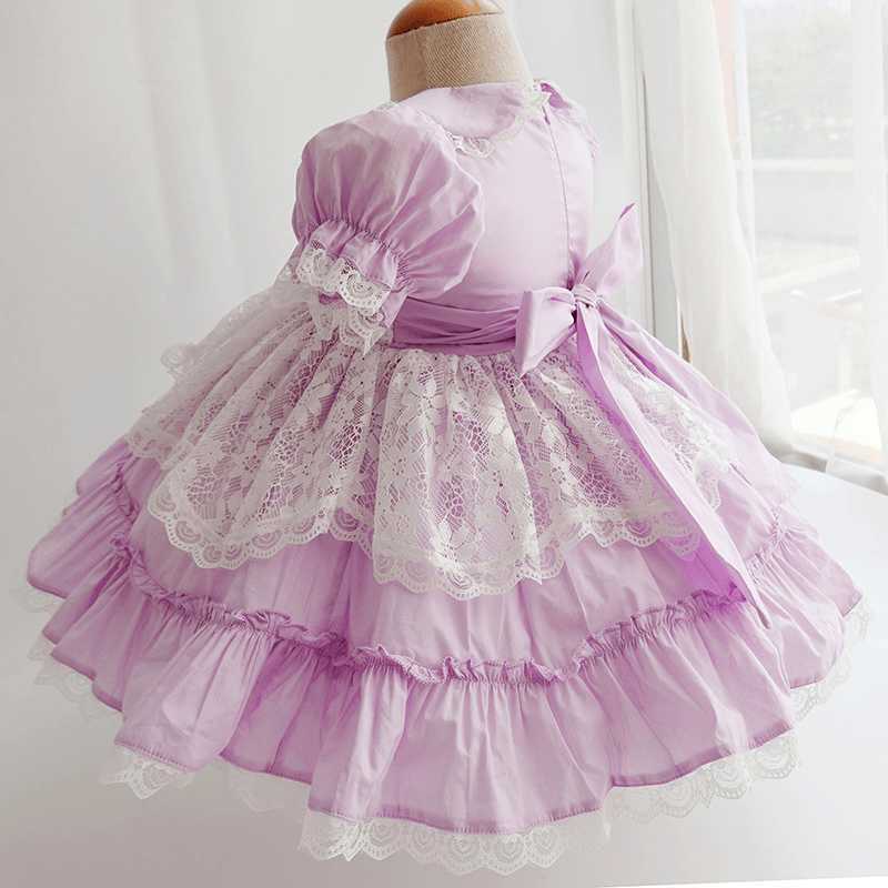 Robes de fille Mode Bébé Fille Princesse Coton Tutu Robe Enfant Espagnol Vintage Arc Dentelle Robe Lolita Fête Anniversaire Bébé Vêtements 1-5Y W0224