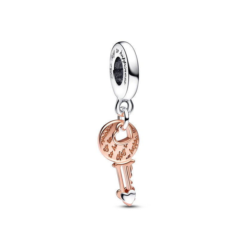 Hochwertiger Sterlingsilber-Pandora-Charm, neue 2023-Muscheln mit zweifarbigem Moving-Love-Release-Schlüsselanhänger, modisch für Damen-Armband