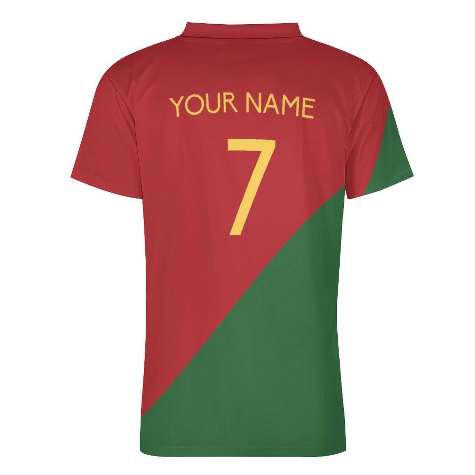 Мужские футболки индивидуальная Португалия Home 2023 № 7 футбольный майк для мужчин Стильные рубашки.