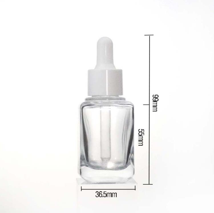 Bottiglie di profumo contagocce in vetro quadrato Flacone contagocce 30 ml in gradiente blu rosso e trasparente SN709