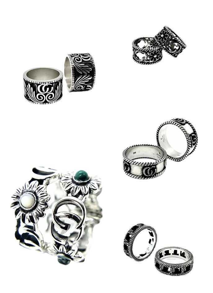 Fashion Collection 2023 Nieuwe luxe hoogwaardige mode -sieraden voor trend Skull Dubbel gemaakt oude paar ring Sterling Silver Handwear