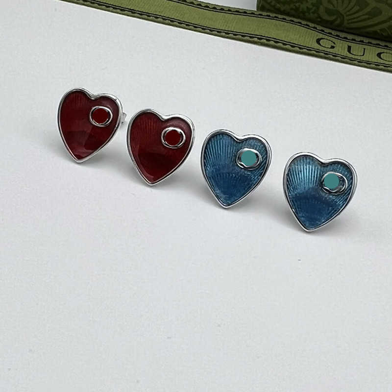 Fabrikgroßhandel 2023 Neuer luxuriöser, hochwertiger Modeschmuck für doppelte ineinandergreifende Serie rote blaue Emaille Liebe Gänseblümchen Vintage einfache Ohrringe