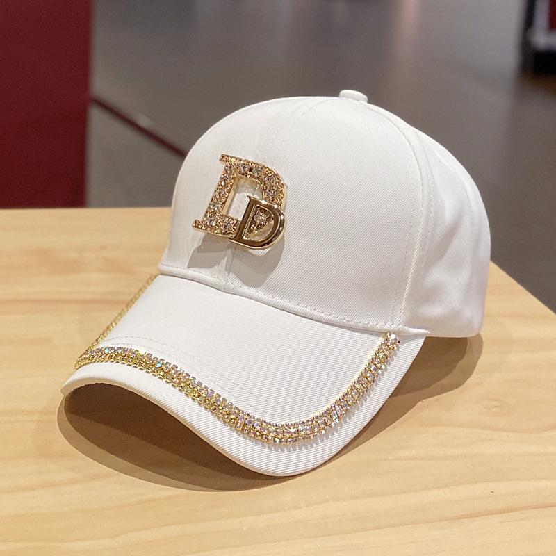 2023 New Metal Letter M Women caps Baseball Cap Breathable Mesh Outdoor Adjustable Embroidered Rhinestone D Mark Hats Summer Sunhat Y0726