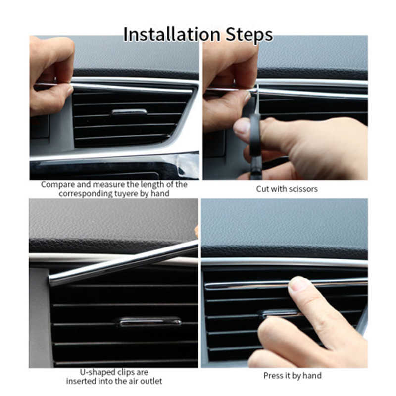 Nya 10st20 cm Universal Car Air Conditioner Outlet Decorative U Shape Molding Trim Strips Decor Car Styling Accessories