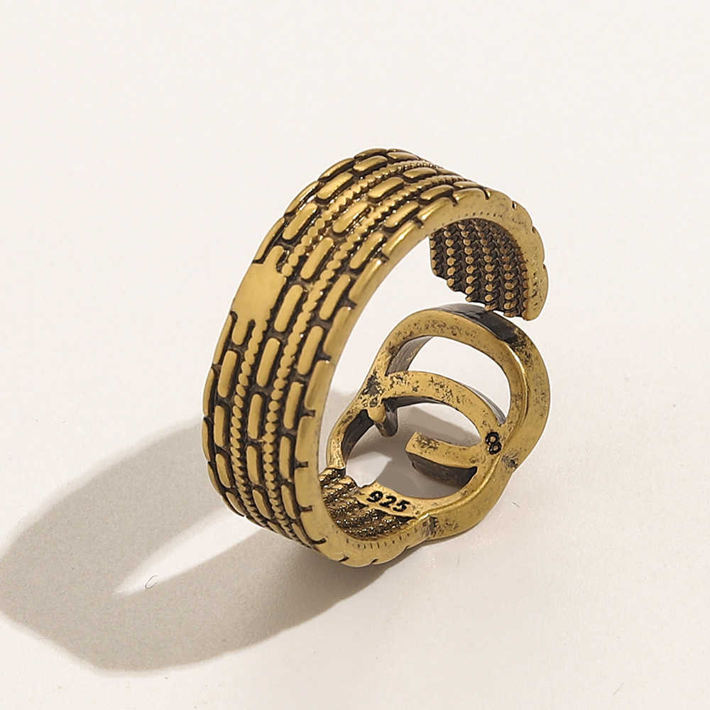 Designer lyxiga smycken Små enkel personlig antik guldmässing Versatil öppen ring