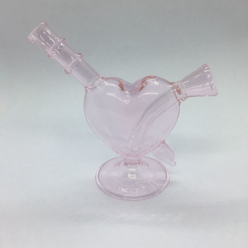 Purple Pink Pyrex Thick Glass Pipes Bubbler Filter Portable Love Heart Swords Dry Herb Tobacco Preroll Rolling Cigarette Cigar Holder Waterpipe Bong Smoking Tube