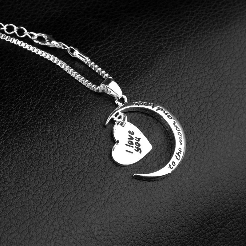 Я люблю тебя любители буквы Луны Дизайнер Женщина Мужское ожерелье южноамериканская подвеска для серебряной цепи сердца