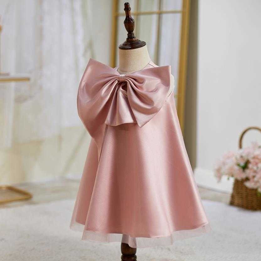 Mädchenkleider Baby Come Taufe Geburtstagsfeier Hochzeit Prinzessin Abendkleid Große Schleife Ärmelloses Design Mädchen Eid Kleid L1853 W0224