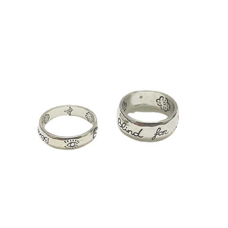 20% OFF 2023 Nouveaux bijoux de mode de haute qualité de luxe pour couple d'oiseaux de fleurs en argent version large et étroite bague BLING pour l'amour