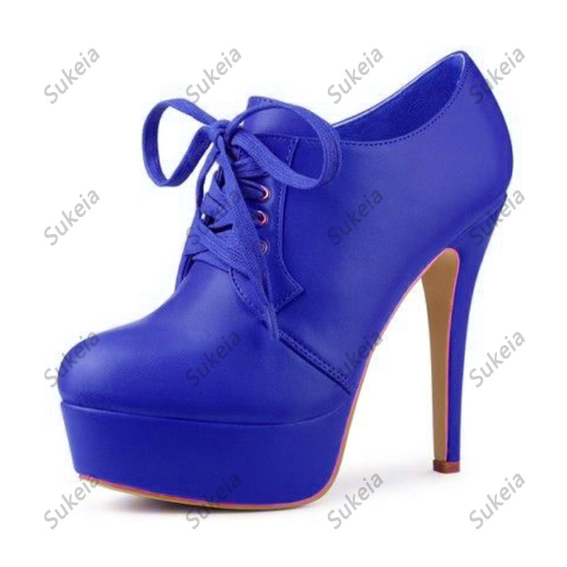 Sukeia handgemaakte vrouwen platform pompen rond teen veter up sexy stiletto hakken rode banket feestschoenen dames plus ons maat 5-20