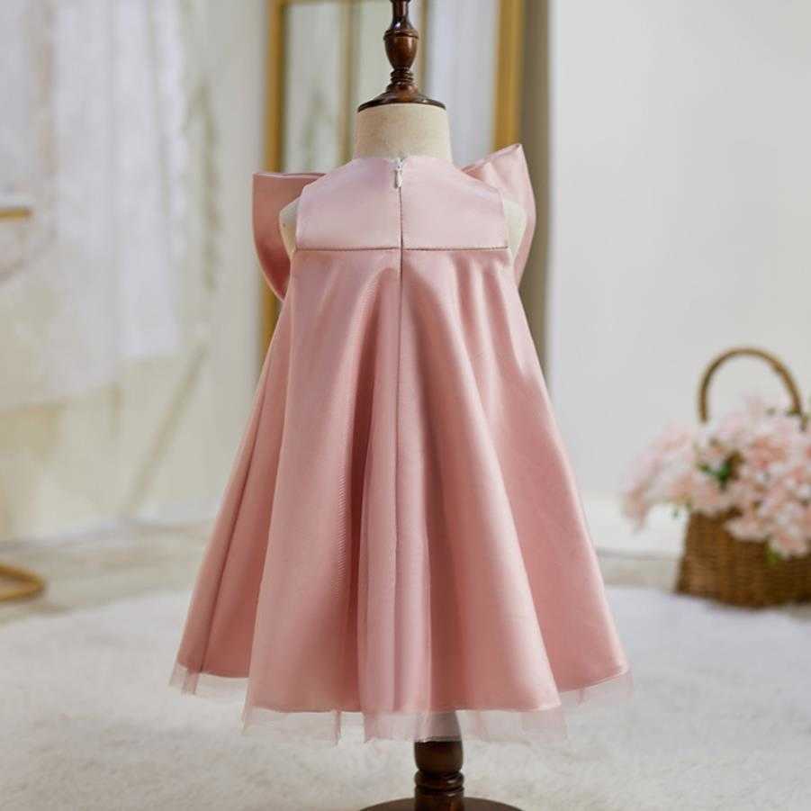 Girl's Dresses Baby Come Baptism Birthday Party Wedding Princess Prom Gown Big Bow Sleeveless Design Girls' Eid Dress L1853 W0224