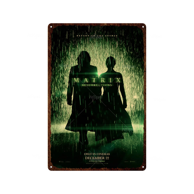 Matrix Film Metal Tin Sign Poster Vintage Movie Posters Plaque tin bord Home Decoratieplaten voor woonkamer deur club garage muur decor voor man grot maat 20x30cm w01