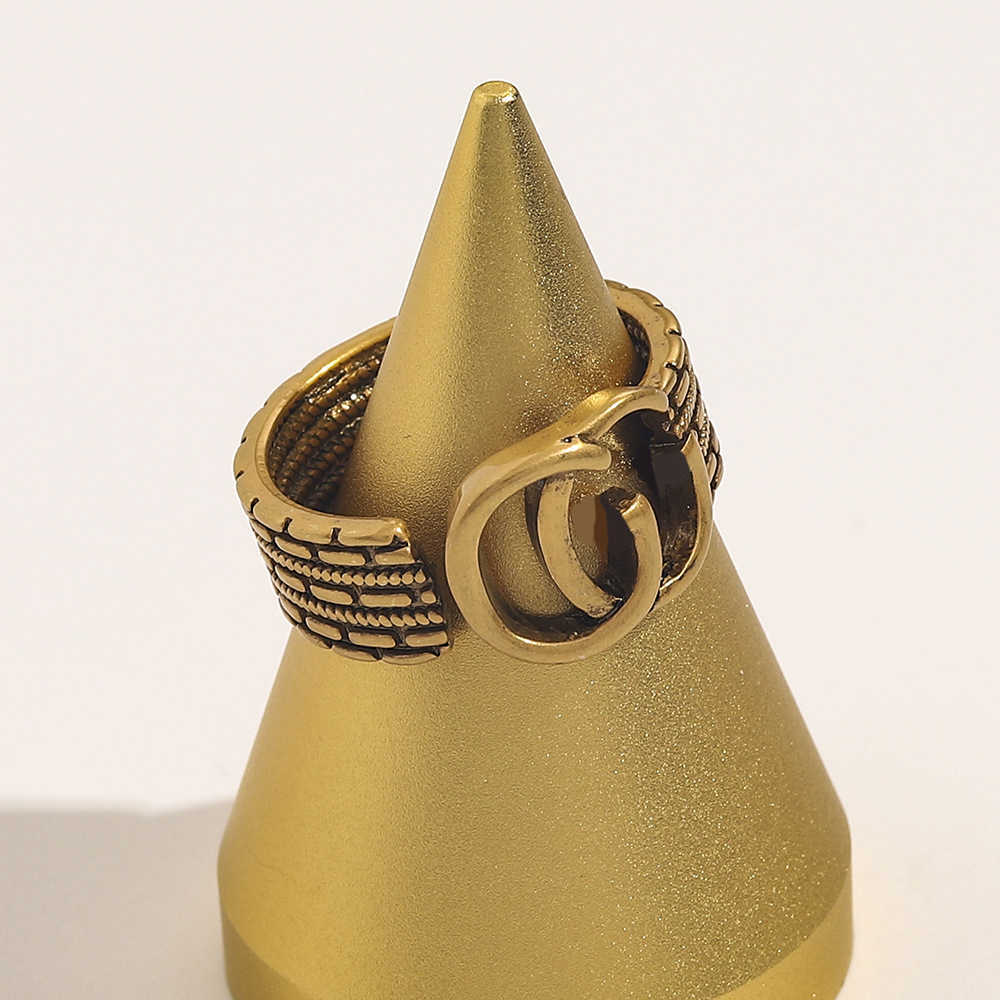 Anillo abierto versátil de latón dorado antiguo, personalizado, pequeño, joyería de lujo de diseño