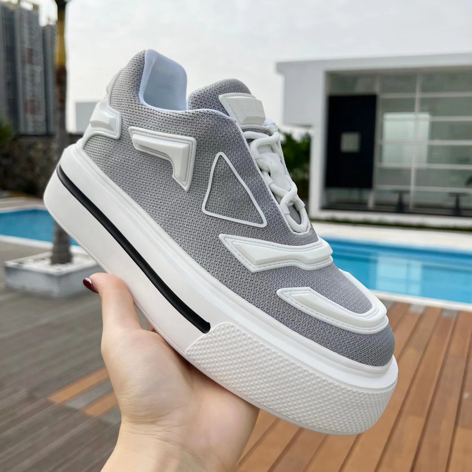 Designer new casual shoes thick sole heightens men women breathable mesh cloth hundred match men shoes white black orange match color sneakers