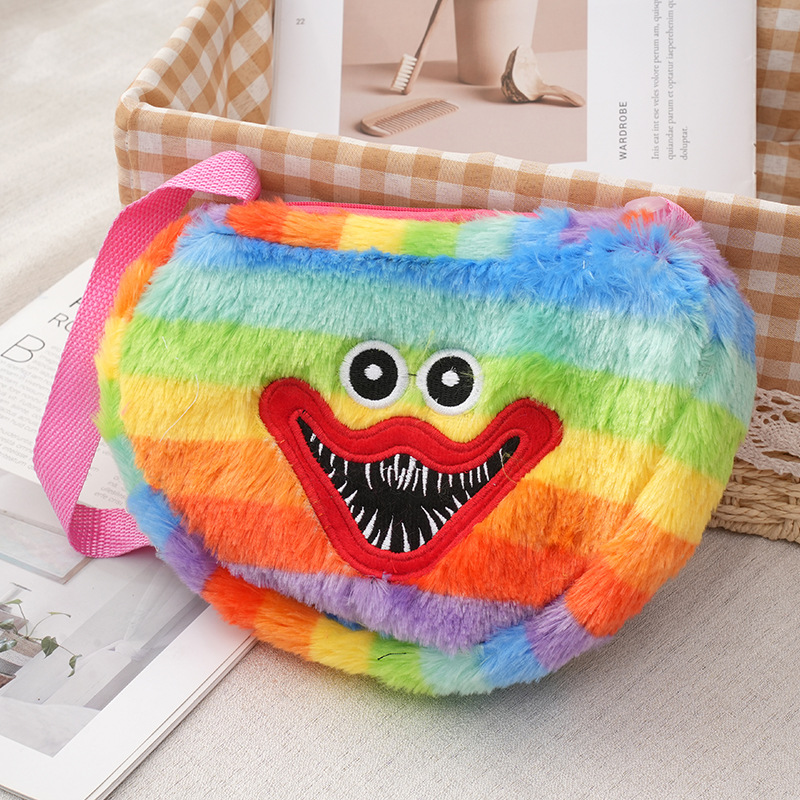 Fabricants en gros 22 cm 7 couleurs huggy wuggy sac à dos une épaule cartable jeu de dessin animé sac à dos périphérique zéro portefeuille cadeau pour enfants