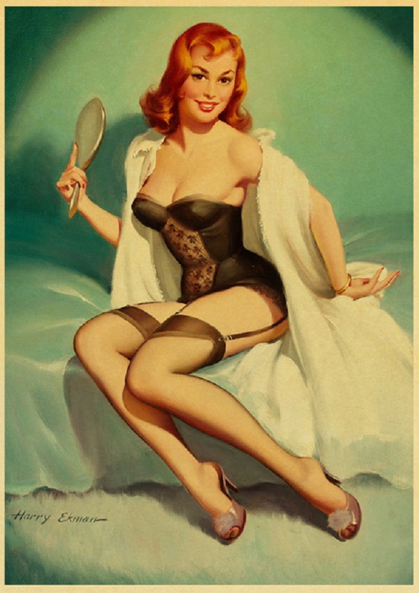 Sexy Pin up Girl Collection Retro Metal Painting Poster Kraft Paper Printed Sexy Lady Beauty Art Posters Wall sticker Home Room Decor 30X20cm W03