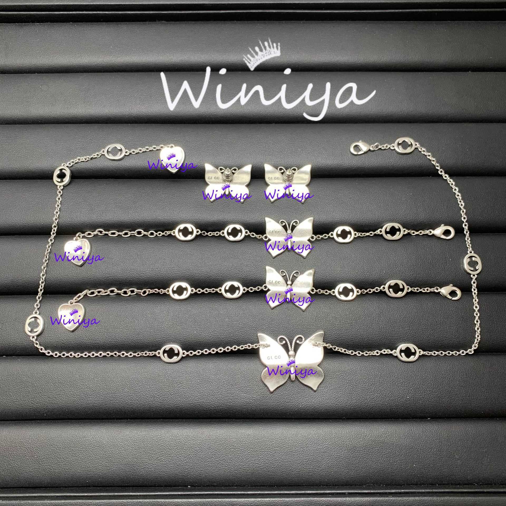 20% OFF 2023 New Luxury High Quality Fashion Jewelry for family new enamel color matching butterfly sweater chain bracelet earrings femininity jewelry