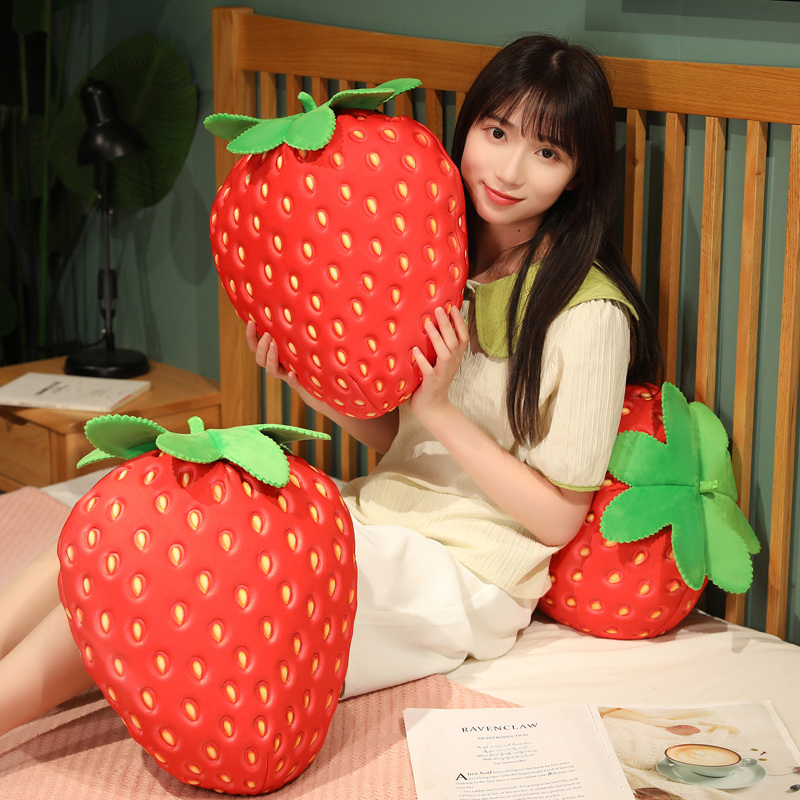 Big Trawberry Plush Symulacja Symulacja owocowa Doll Doll Pillow Duże dziecięce prezent na świąteczny prezent Sofa Dekoracja samochodu 35 cm LA547