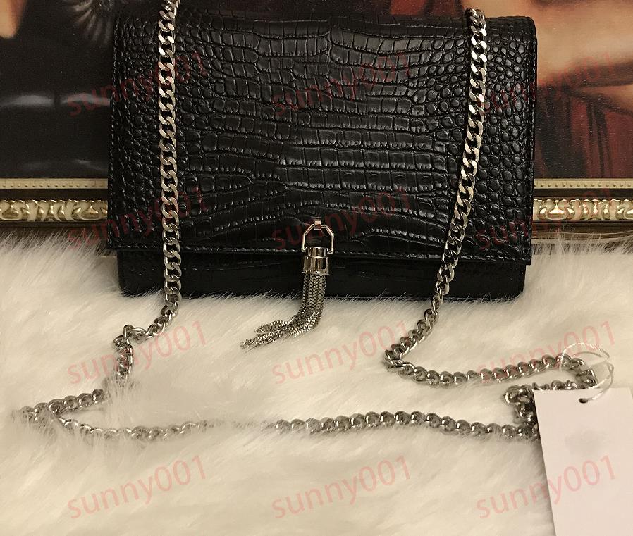 Designer messenger väska handväska handväska guld silver tassel kedja mode väskor handenhet pack kändis shopping social kväll väska alligator mönster