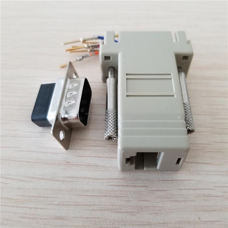 Atacado de boa qualidade 300 pçs/lote DB9 macho para RJ45 fêmea M/F RS232 Adaptador modular Conector Conversor Extensor