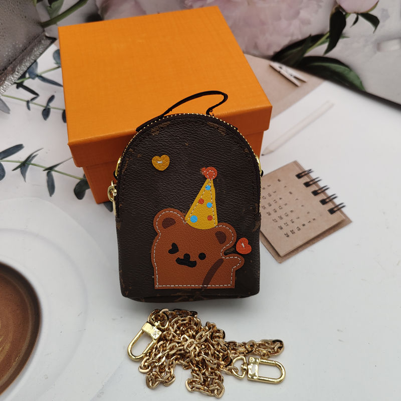 Letra de luxo Carta de carteira -chave Designer Koki Rabbit desenho animado Mini Bolsas de moeda de mochila Bolsas de embreagem de zíper de animais com zíper para a carteira de armazenamento com pingentes de bolsa de chaveiro