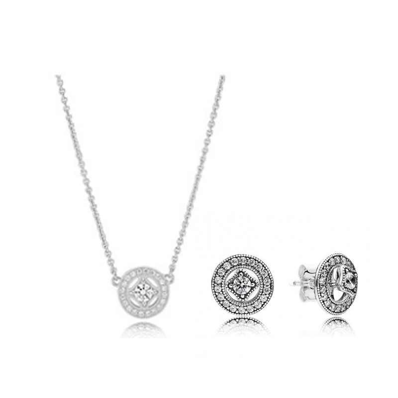 Pandora Original S925 Sterling Silver Necklace Ear Kit Is Suitable for Women's DIY Fashion Jewelry Accessories