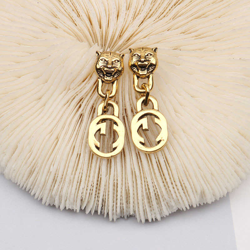 80% OFF 2023 Nouveaux bijoux de mode de haute qualité de luxe pour les nouvelles boucles d'oreilles tête de tigre classique Chaîne tendance polyvalente Boucles d'oreilles