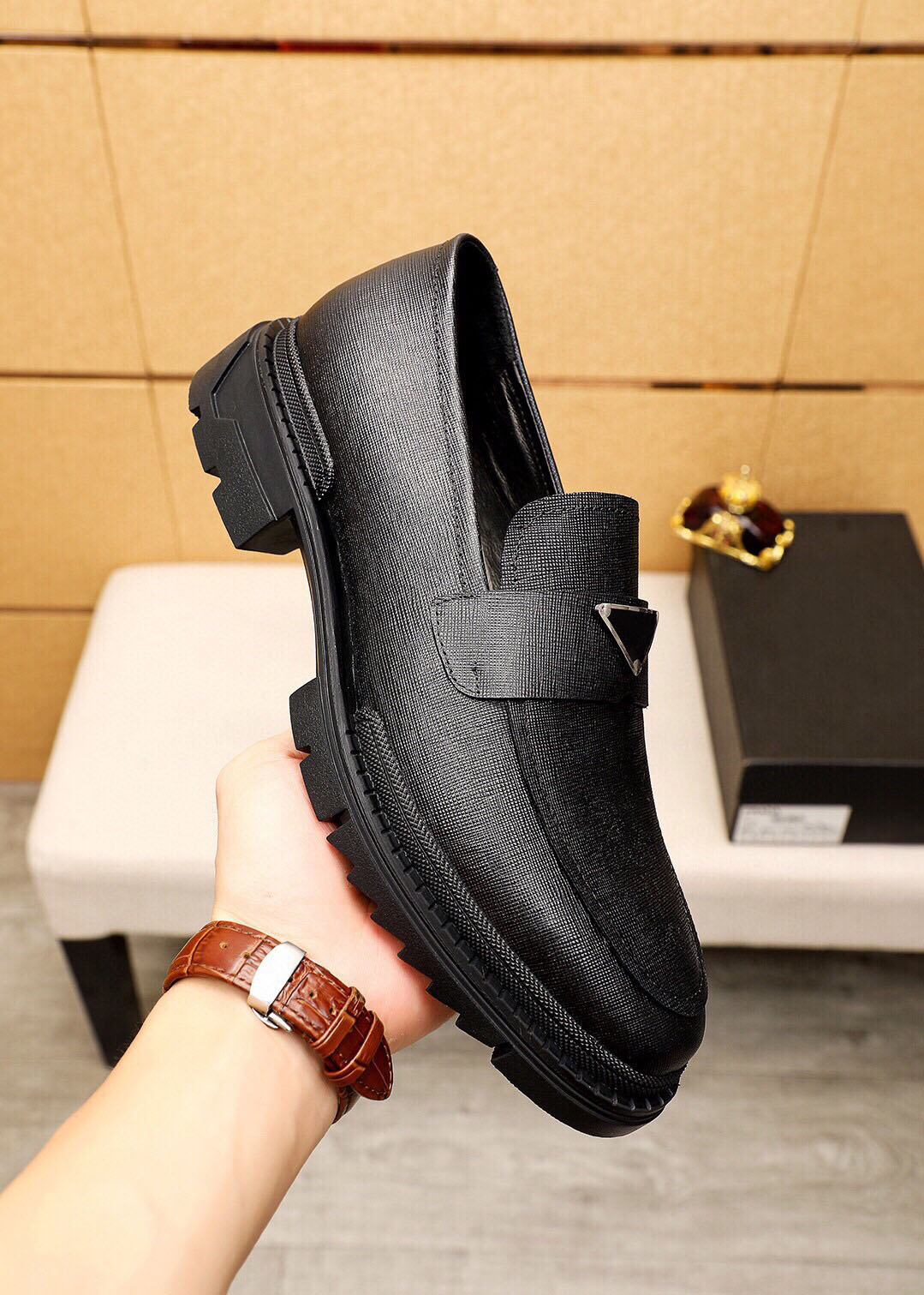 2023 Mens Dress Shoes Fashion Breathable Genuine Leather Platform Designer Casual Loafers Mocassins Wedding Party Oxford Shoes Size 38-45