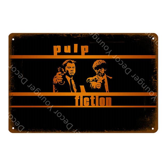 Vintage art painting Classic Movie Pulp Fiction Posters Retro Wall Sticker Bar Pub Cafe Home Decor Painting Wall Plaque Vintage Metal Signs Size 30X20CM w02