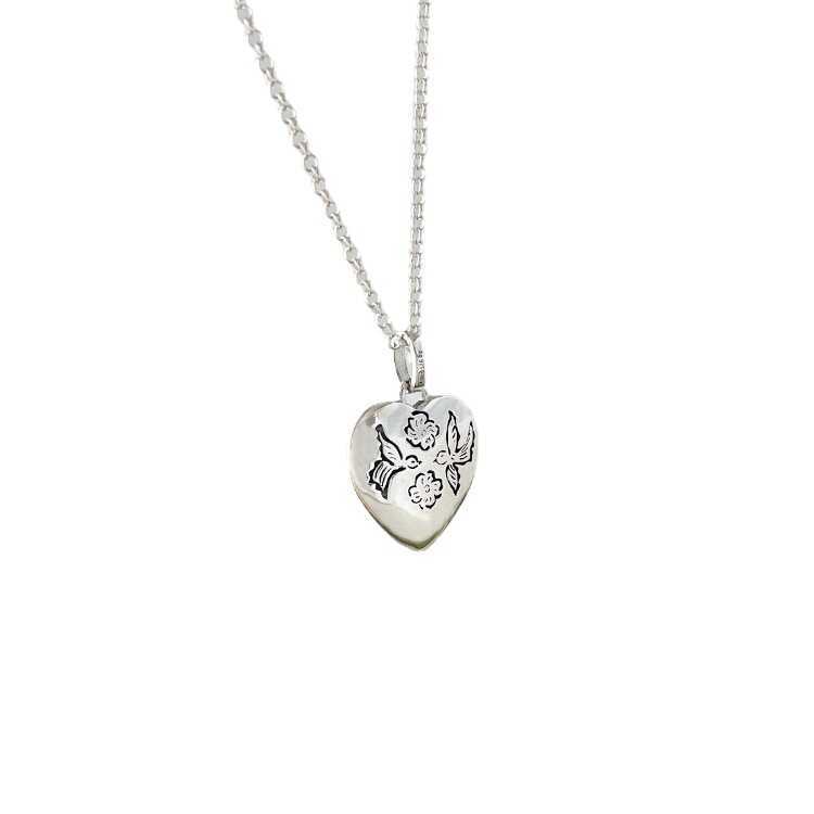 Coleção de moda 2023 Novas jóias de moda de alta qualidade de luxo para colar de coração prateado em forma de coração cego para o amor flor e pássaro